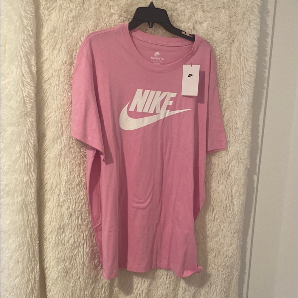 Nike Pink Crew Neck Tee with Iconic Logo